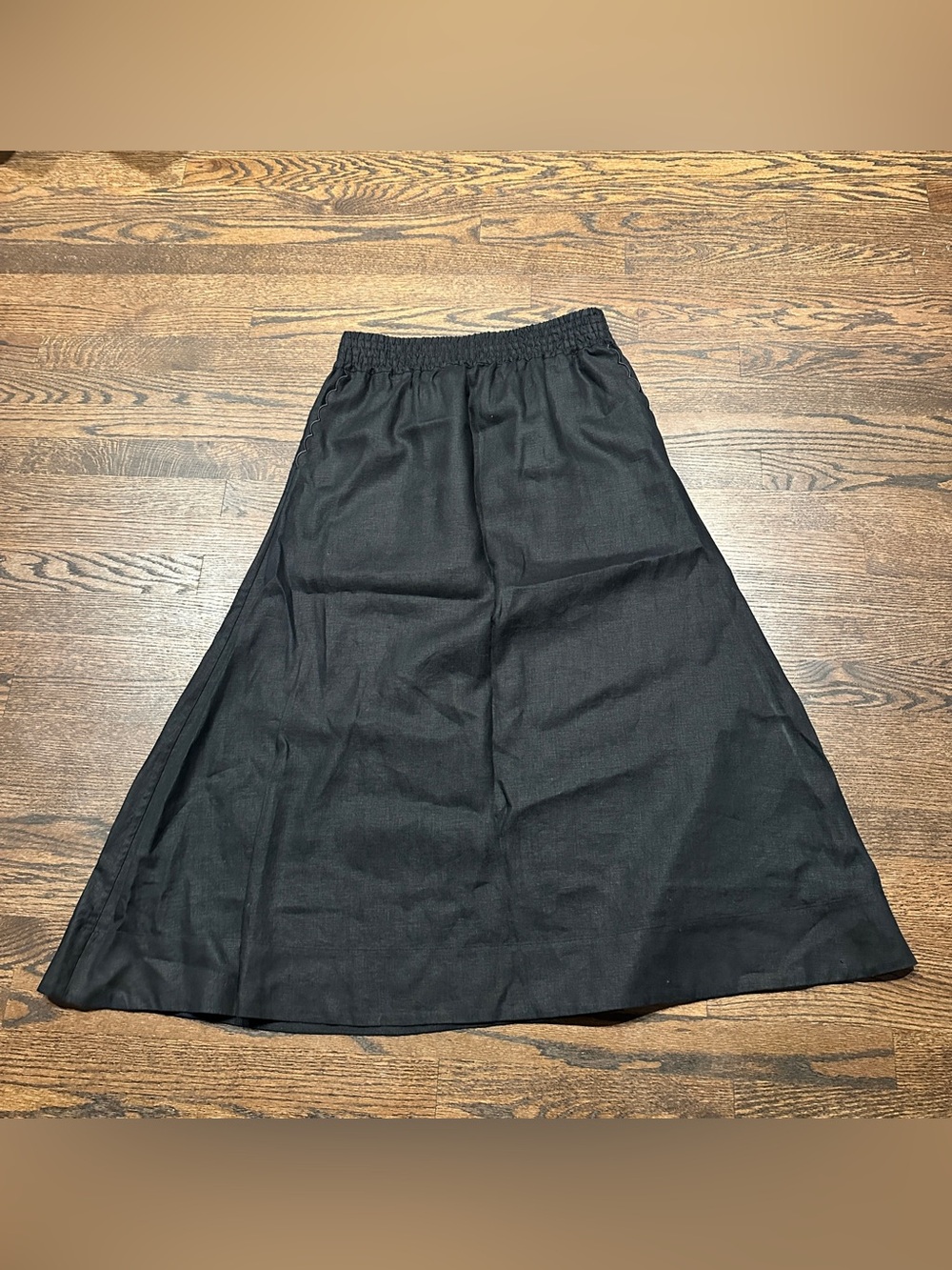 Alice Walk Women's Black A-Line Linen Skirt with Elastic Waist